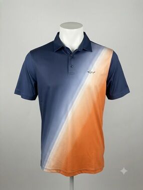 Greg Norman Performance Polo Navy and Orange Gradient XL